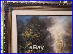 Impressionist oil on canvas original River Forest Scene Signed Framed Art Deco