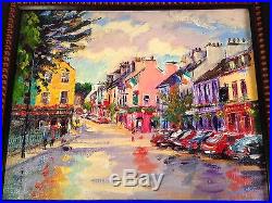 Irish Townscape Original Painting British Artist John Lawrence Framed On Canvas