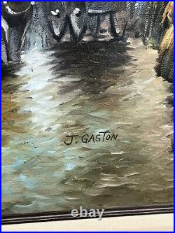 J. Gaston Paris Street Scene, (Signed,) Original Oil Painting on Canvas Framed