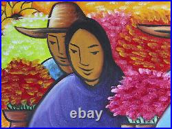 J Ortiz Original Mexican Family Acrylic on Canvas Painting, Signed SHIPS FREE