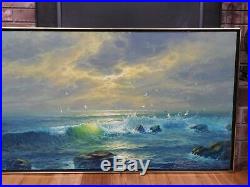 J. Renoy Original Seascape Oil On Canvas Painting
