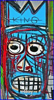 JEAN MICHEL BASQUIAT - AN EARLY 1980s ORIGINAL VIVID ACRYLIC PAINTING ON CANVAS