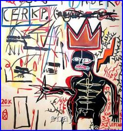 JEAN-MICHEL BASQUIAT Lovely Oil on Canvas Painting Signed & Dated'82. Pop Art