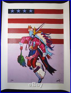 JOHN NIETO Original Limited Edition Giclee on Canvas, Fancy Dancer with Flag, S#