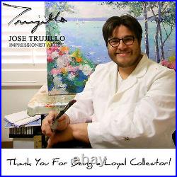 JOSE TRUJILLO FRAMED Oil Painting Modern Impressionist BUILDINGS RIVER SIGNED