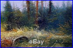 JOSEF KUGLER Original Oil on Canvas Wooded Landscape Frame Size 43 X 31