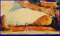 JUAN RAMIREZ ORIGINAL PAINTING 1950s MEXICO LISTED ARTIST TITLE MERCADO CANVAS