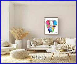 JULIEN Original 11X14 ELEPHANT Modern Abstract Expressionism Acrylic Art Canvas