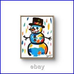 JULIEN Original 11X14 FUNNY SNOWMAN Unique Abstract Expressionism Wall Art PAPER