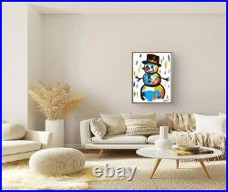 JULIEN Original 11X14 FUNNY SNOWMAN Unique Abstract Expressionism Wall Art PAPER