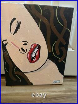 JUSTO Original painting Acrylic on canvas pop art woman