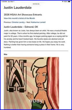 JUSTO Original painting Acrylic on canvas pop art woman