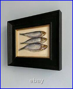 Jackie Smith Still Life Fish trio on canvas original art oil painting