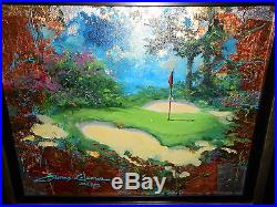 James Coleman One Putt Original Mixed Media Gold Leaf Painting On Canvas