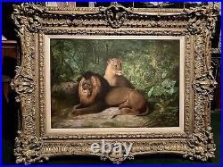James Henry Beard MASSIVE OIL Painting of Lions- Lion King, Ronald Reagan