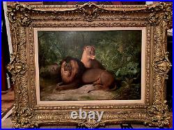 James Henry Beard MASSIVE OIL Painting of Lions- Lion King, Ronald Reagan