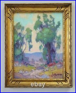 James Slay Listed California Plein Air Landscape Oil Painting Old Vintage Frame