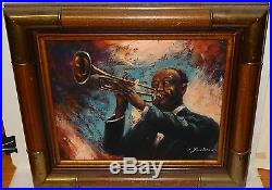 Jan Browne African American Trumpet Player Original Oil On Canvas Painting