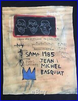 Jean Michel Basquiat LARGE Painting Original 1985- Evens Gallery Stamp