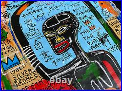 Jean Michel Basquiat LARGE Painting Original-Fools Gold- New York Gallery Stamp