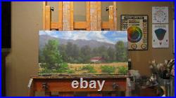 Jeff Love Original Oil Painting Barn Farm Western Ranch Cows Landscape Signed