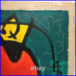 Joan Miro Hand Painted And Signed Signature Abstract On Canvas