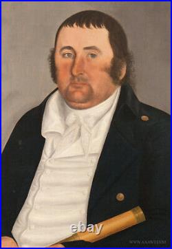 John Brewster Jr. Pair of American Folk Art portraits Circa 1800, (Sea Captain)