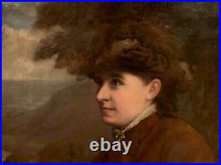 John Davidson 1895 ANTIQUE OIL Canvas PAINTING PORTRAIT Of Woman Framed