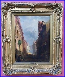 John Holland (1799-1870) Original Oil on Canvas Painting. England Street Scene