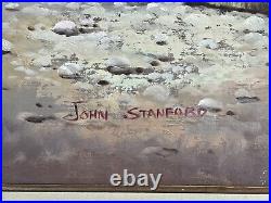 John Stanford Original Oil Native Person Horse Stream Landscape Framed 31x 27