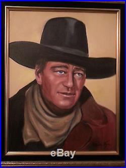 John Wayne The Duke Original Oil On Canvas By Pilar Wayne His Wife Rare