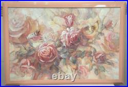 Jose Patricio P Villegas Original Painting Flesh Pink Flowers & Butterlies Spain