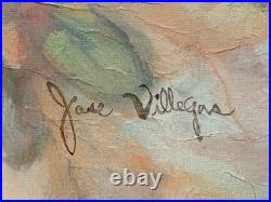 Jose Patricio P Villegas Original Painting Flesh Pink Flowers & Butterlies Spain