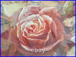 Jose Patricio P Villegas Original Painting Flesh Pink Flowers & Butterlies Spain