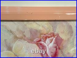 Jose Patricio P Villegas Original Painting Flesh Pink Flowers & Butterlies Spain