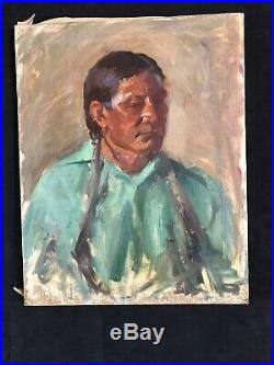 Joseph Henry Sharp Oil On Linen, Original Painting, Native American portraits