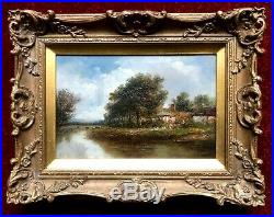 Joseph Thors Antique Original Oil on Canvas Rural Landscape