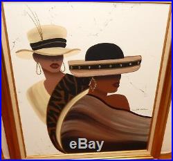 June Marie Original Oil On Canvas Two African American Woman & Earrings Painting