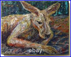 Kangaroo Original Oil? Painting? Vintage? Impressionist? Art Signed Abstract Animal