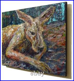 Kangaroo Original Oil? Painting? Vintage? Impressionist? Art Signed Abstract Animal