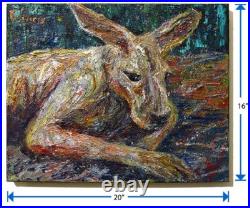 Kangaroo Original Oil? Painting? Vintage? Impressionist? Art Signed Abstract Animal