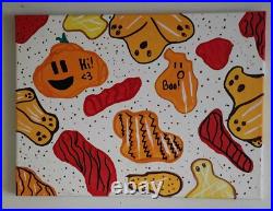 Kids Halloween Abstract Painting Original Art One of Kind on canvas signed