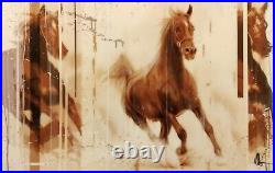 Kris Hardy Large Original Modern Art Glazed Box Canvas Painting Chestnut Horse