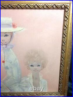 LARGE 30 x 36 Original Painting IGOR PANTUHOFF Two Girls MCM Vintage BIG EYES