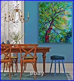 LARGE ORIGINAL Oil PAINTING on Canvas Signed Tree Landscape Abstract Wall Art