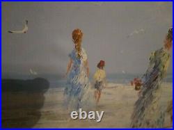 LARGE Original Oil On Canvas Marie Charlot Impressionist Beach Scene