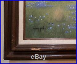 LARRY PRELLOP Signed Original Oil on Canvas Bluebonnet Painting 48 × 24 Framed
