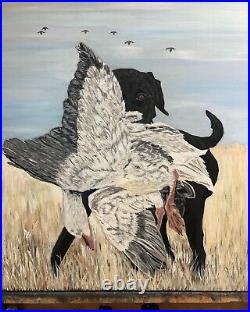 Labrador with goose Original Art On Canvas By Arkansas Artist Leah J Smith