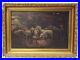 Large-Antique-16-x-20-FLOCK-OF-SHEEP-in-Barn-Stable-OIL-PAINTING-Framed-01-mmtv
