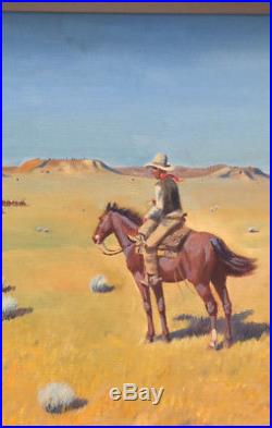 Large Leonard H. Reedy Western Original Oil on Canvas Painting, 36 1/2 x 32